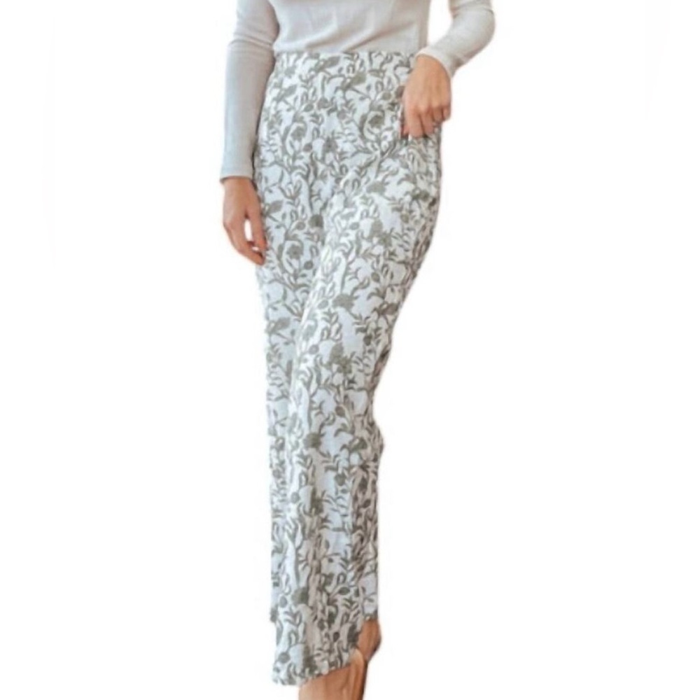 NWT Lucy Paris Gala Palazzo Pant in Green Floral Sz Small